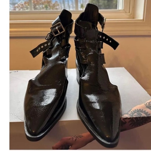 Free People Austyn Cutout Ankle Boots Size 39 Black Strappy Ankle Boots - Picture 4 of 8